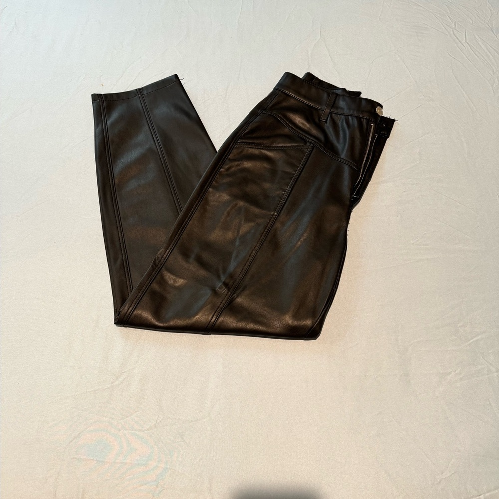 Mango black leather pants